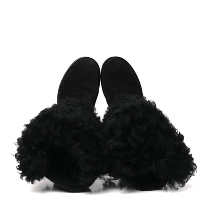 Louis Vuitton Suede Calfskin Fur Strap Boot 36 Black 2 of 7