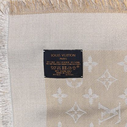 Louis Vuitton Silk Lurex Wool Monogram Shine Shawl Greige 3 of 5