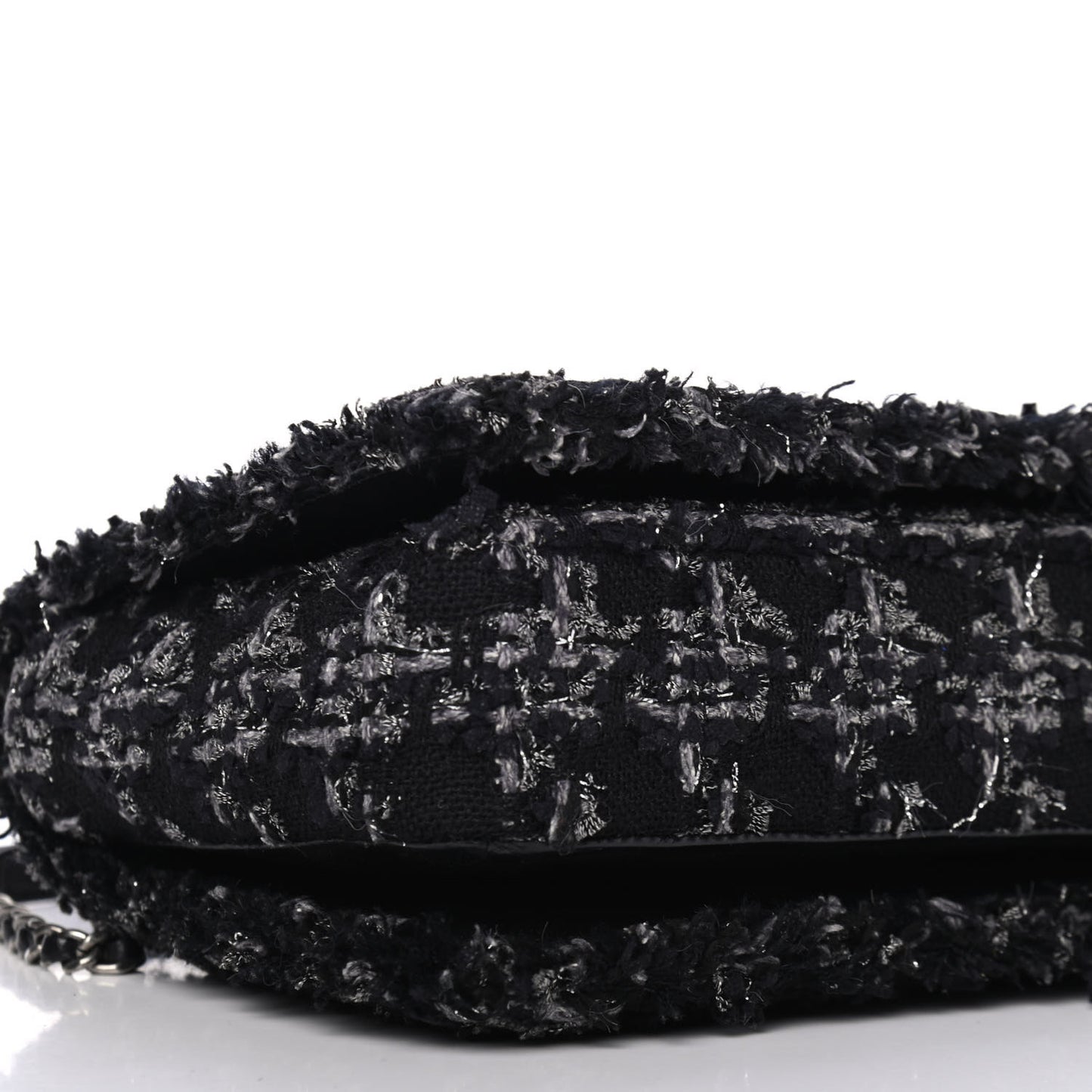 Shearling Tweed Medium Boy Flap Black Grey