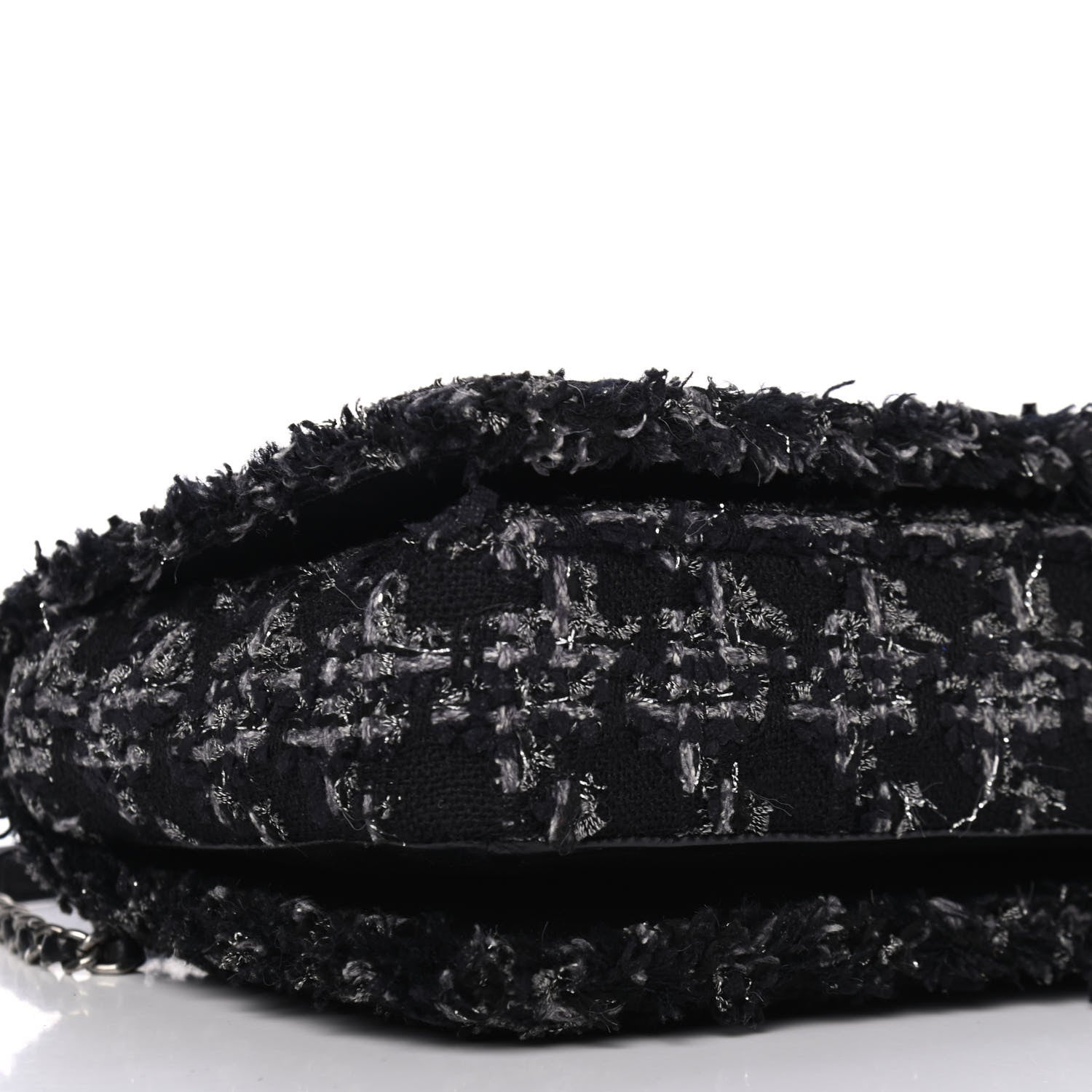 Chanel Shearling Tweed Medium Boy Flap Black Grey 5 of 9