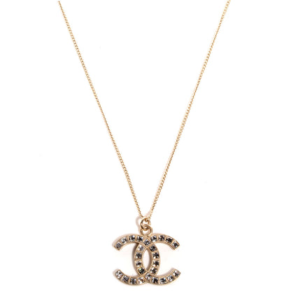 Chanel Crystal Baguette CC Necklace Light Gold 1 of 5
