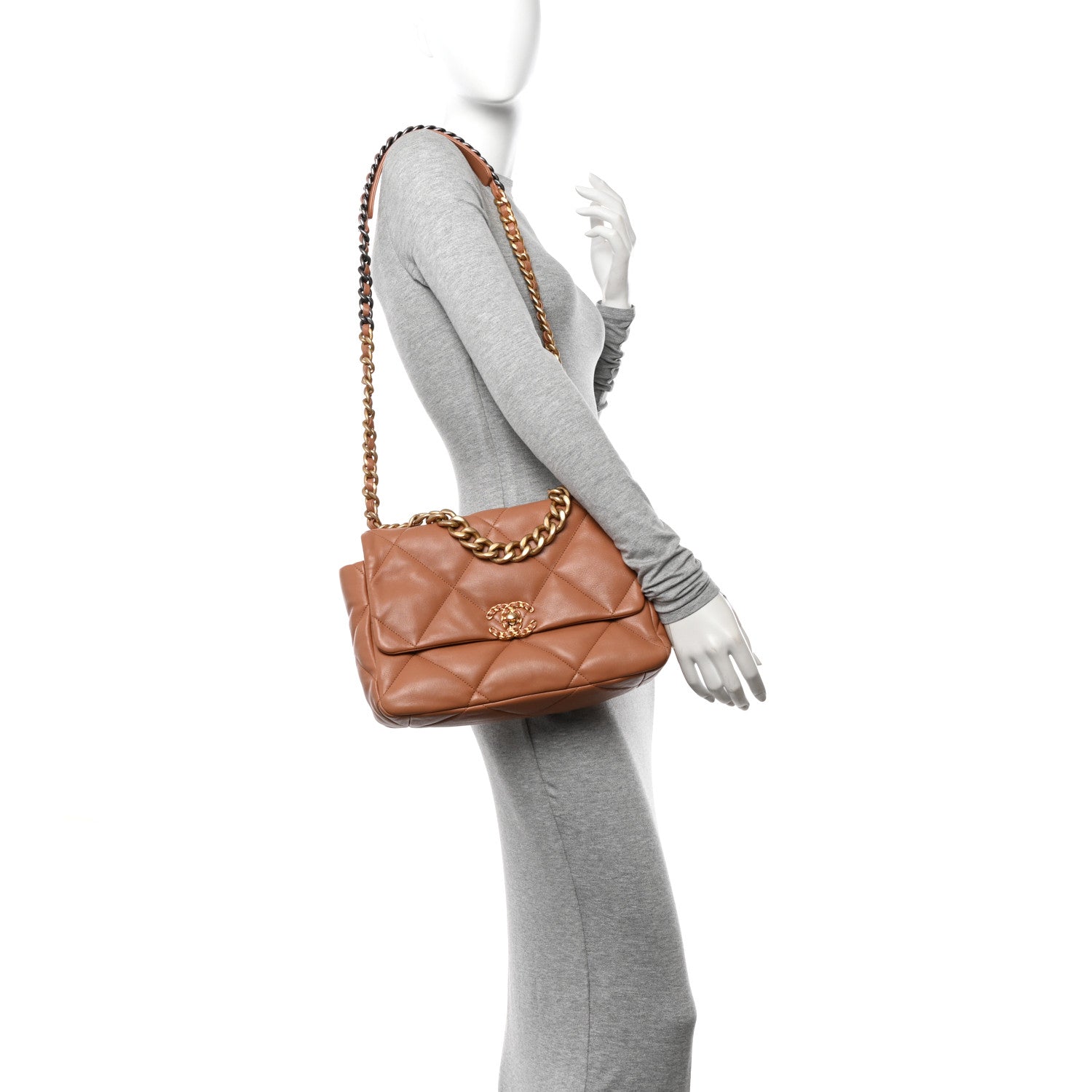 Chanel Lambskin Quilted Large Chanel 19 Flap Brown 2 of 9