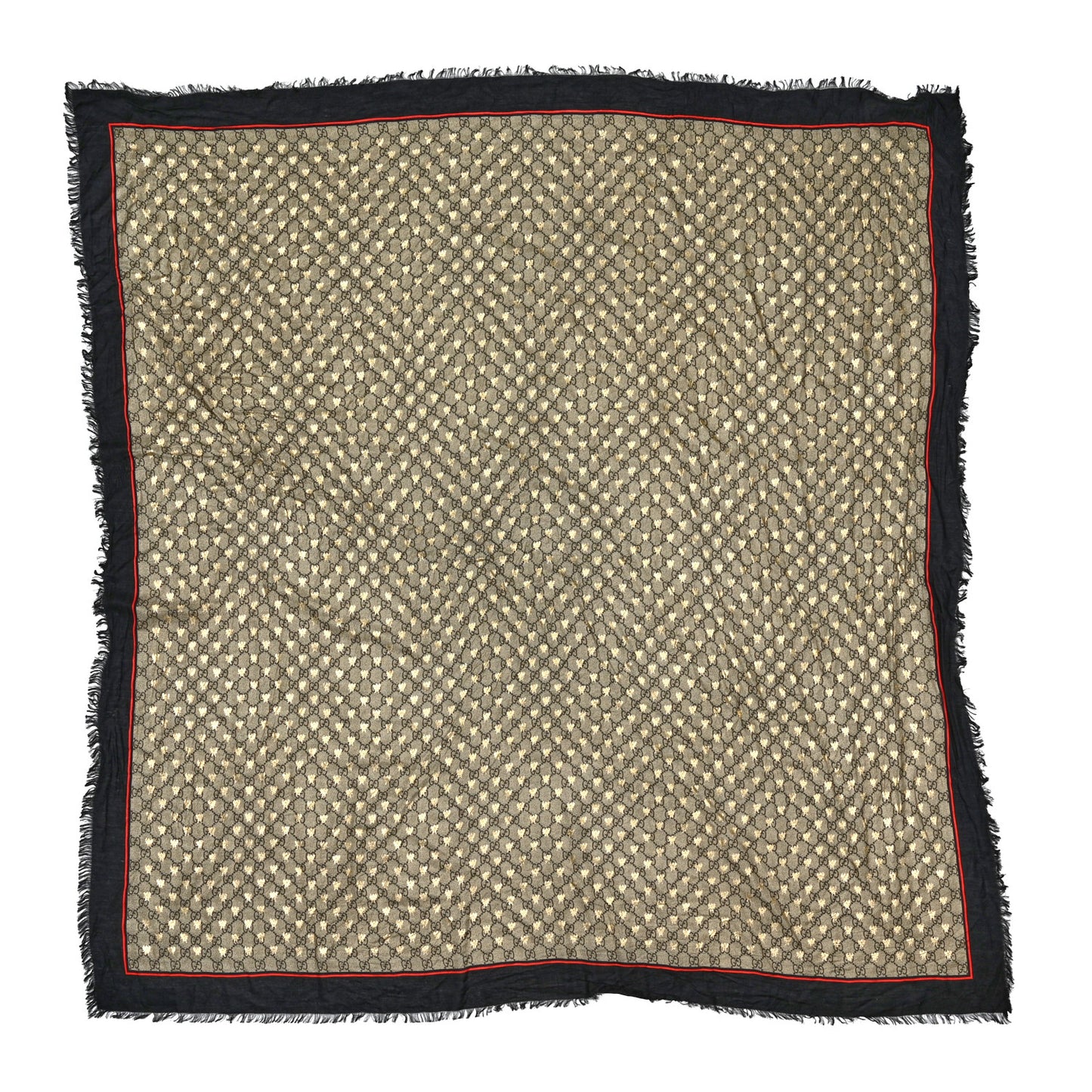 Modal Silk GG Monogram Big Bee GG Shawl Black Red
