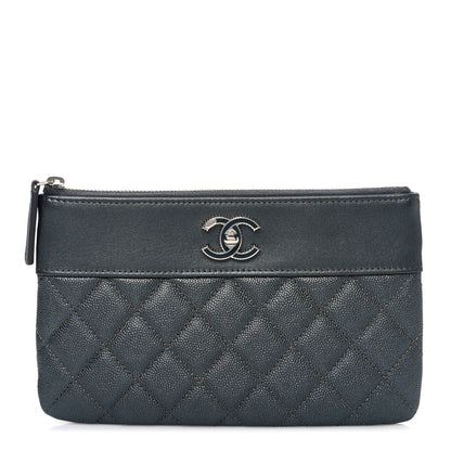Chanel Caviar Quilted Mademoiselle Vintage Zip Pouch Grey 1 of 7