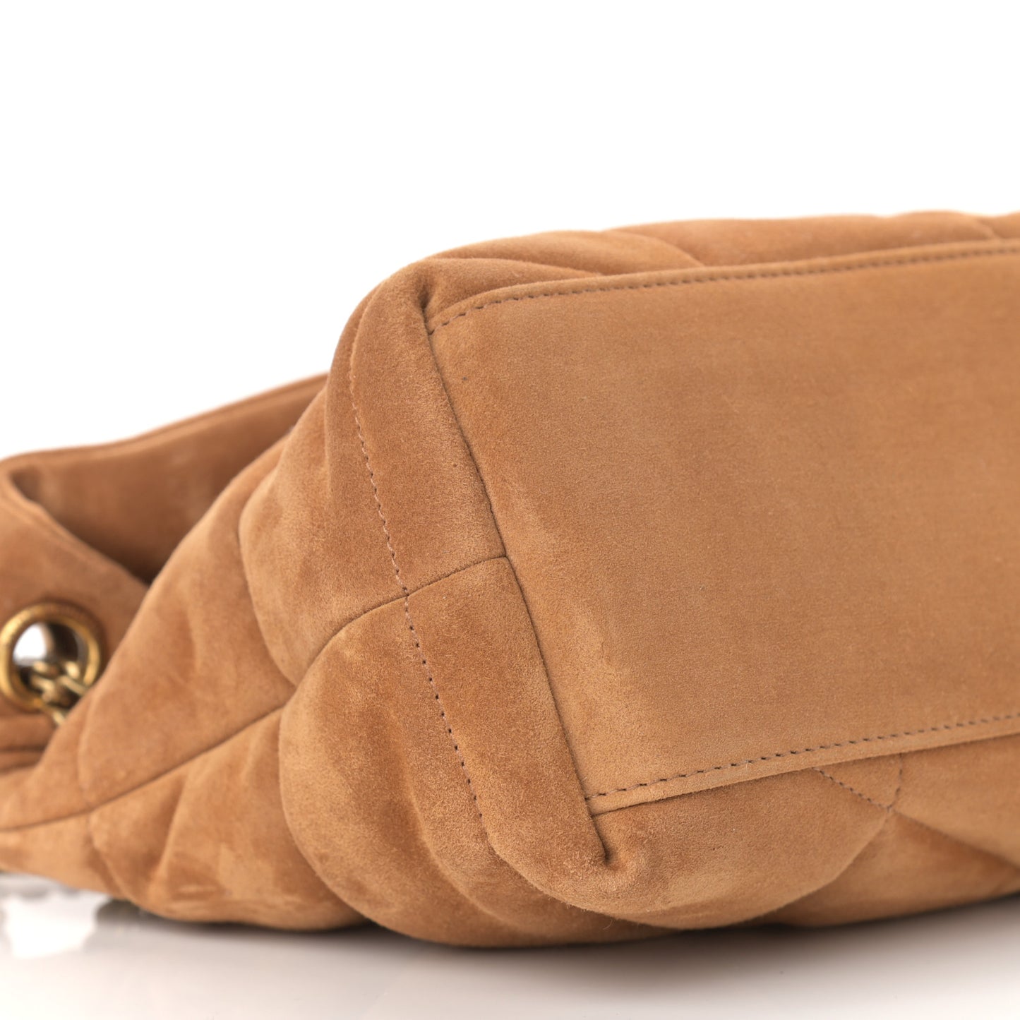 Suede Calfskin Quilted Small Loulou Puffer Monogram Chain Satchel Cinnamon