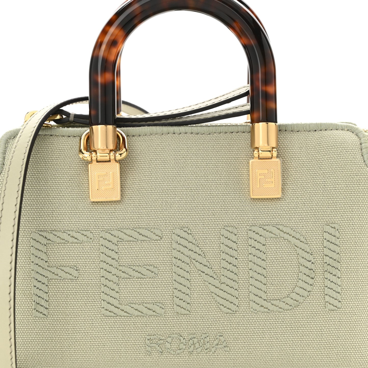 Canvas Vitello King Plexiglass Logo Embroidered Mini By The Way Top Handle Boston Bag Green Tea