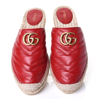 Gucci Nappa Matelasse GG Marmont Espadrille Slippers 40 Hibiscus Red 5 of 11