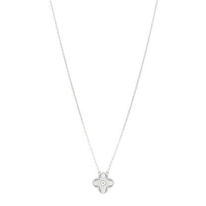 Van Cleef & Arpels 18K White Gold Diamond Vintage Alhambra Pendant Necklace 1 of 5