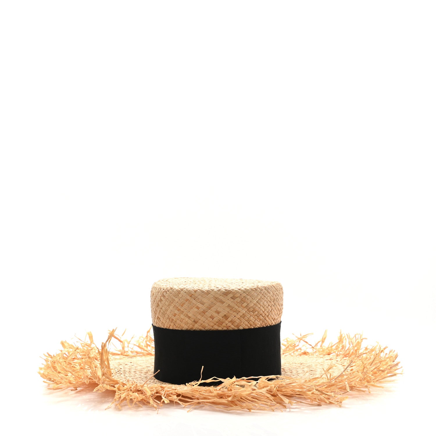 Chanel Raffia Wide Brimmed Hat S Beige Black 6 of 8