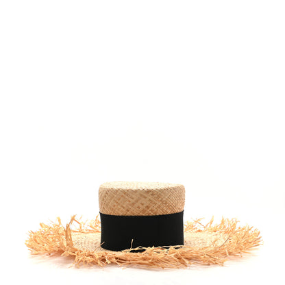 Chanel Raffia Wide Brimmed Hat S Beige Black 6 of 8