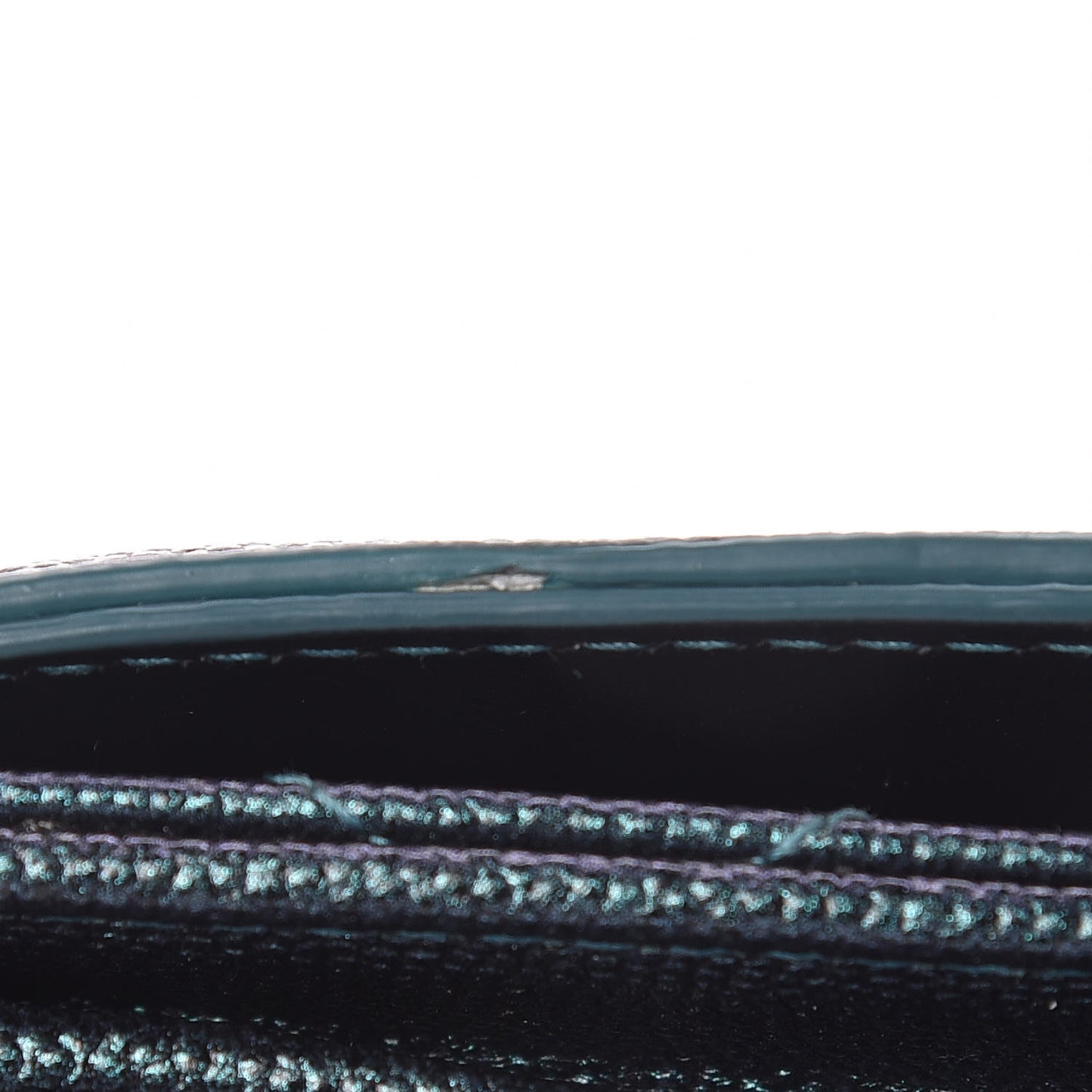 Iridescent Caviar Quilted Medium Filigree Flap Wallet Dark Turquoise