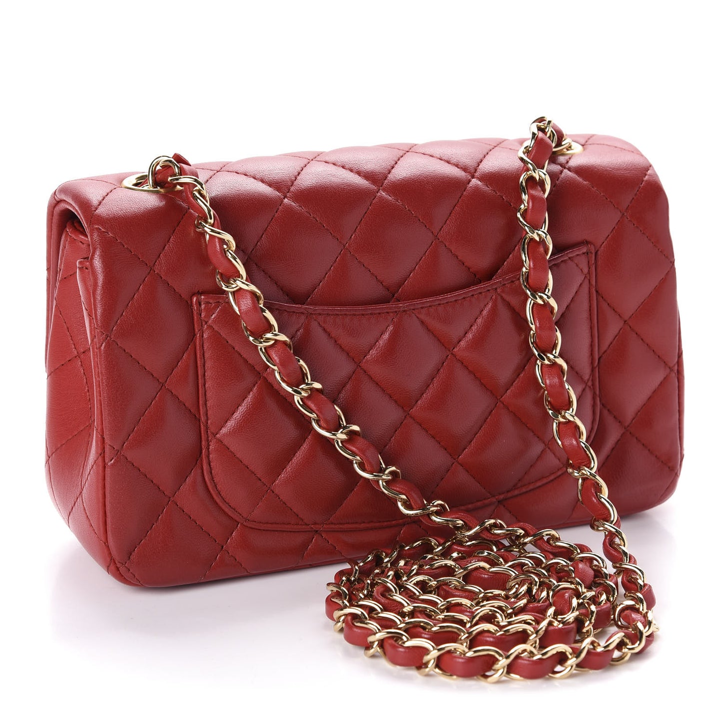 Lambskin Quilted Mini Rectangular Flap Red