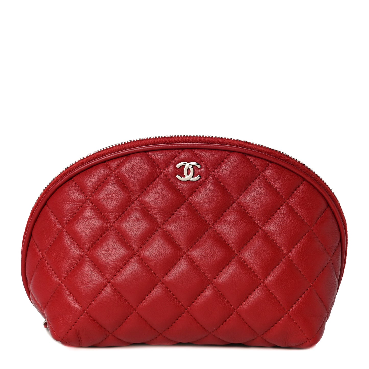 Lambskin Quilted Cosmetic Case Red