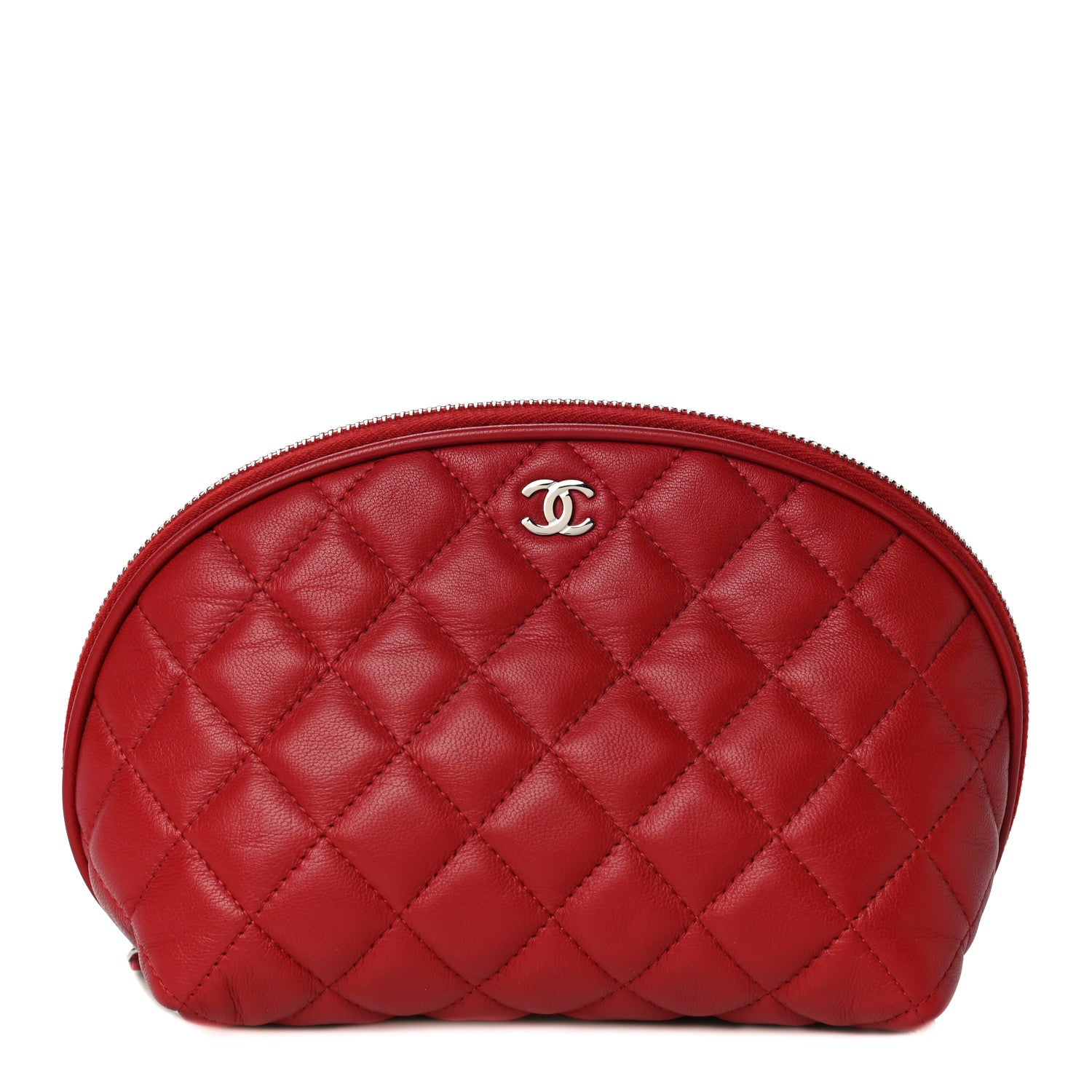 Chanel Lambskin Quilted Cosmetic Case Red 1 of 12