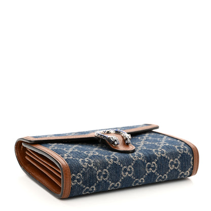 Gucci New Denim GG Monogram Dollar Calfskin Enamel Mini Dionysus Chain Wallet Blue Tea Cuir Epilog Electric Blue 4 of 12