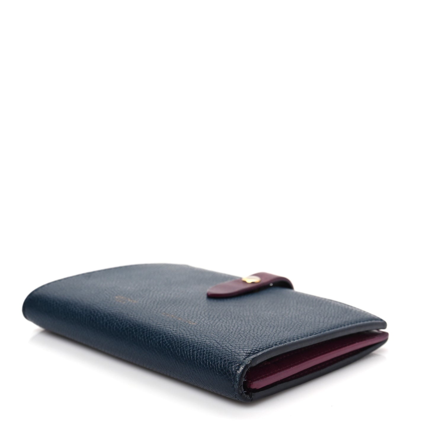 Grained Calfskin Medium Multifunction Strap Wallet Steel Blue