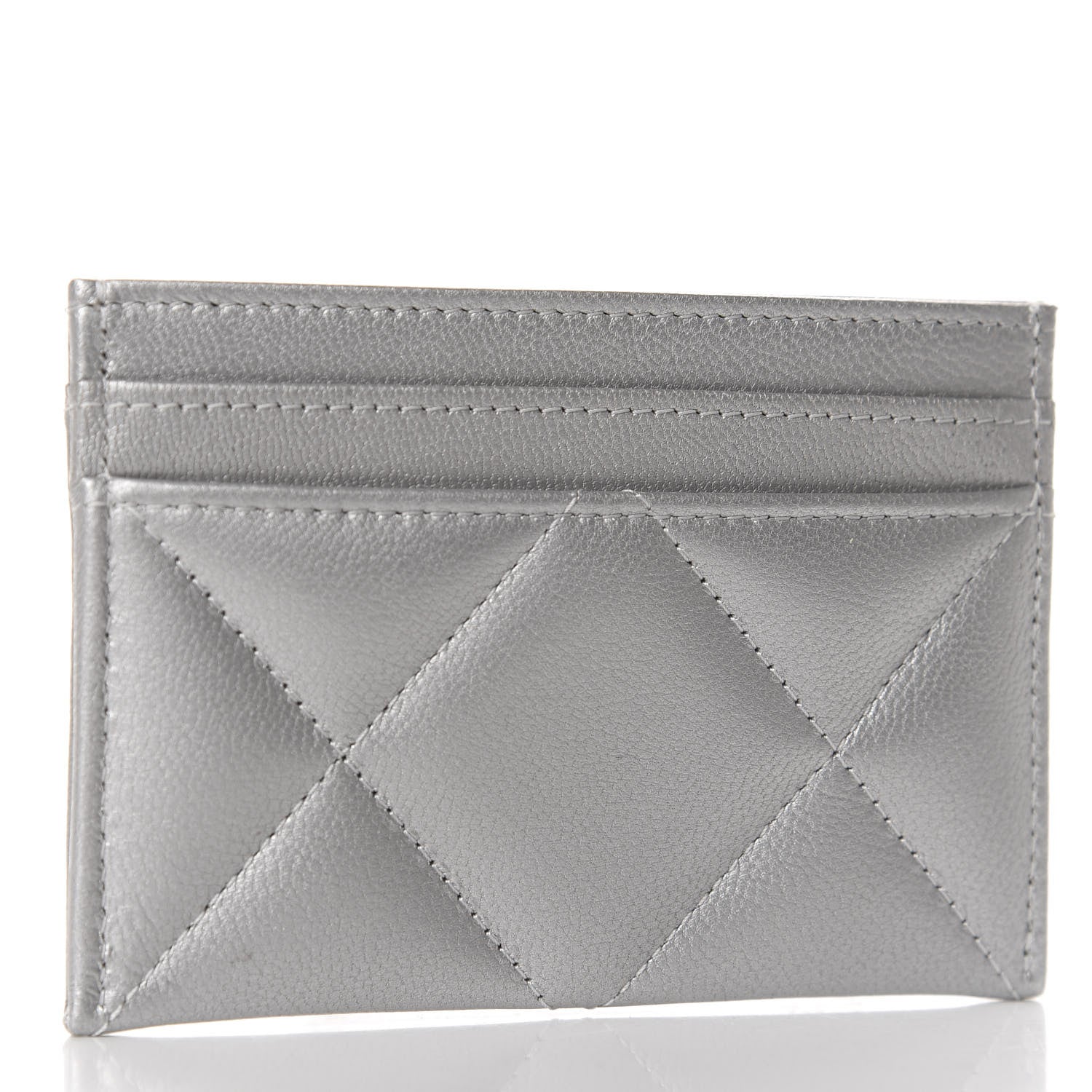 Chanel Metallic Goatskin Quilted 19 Card Holder Silver 3 of 9