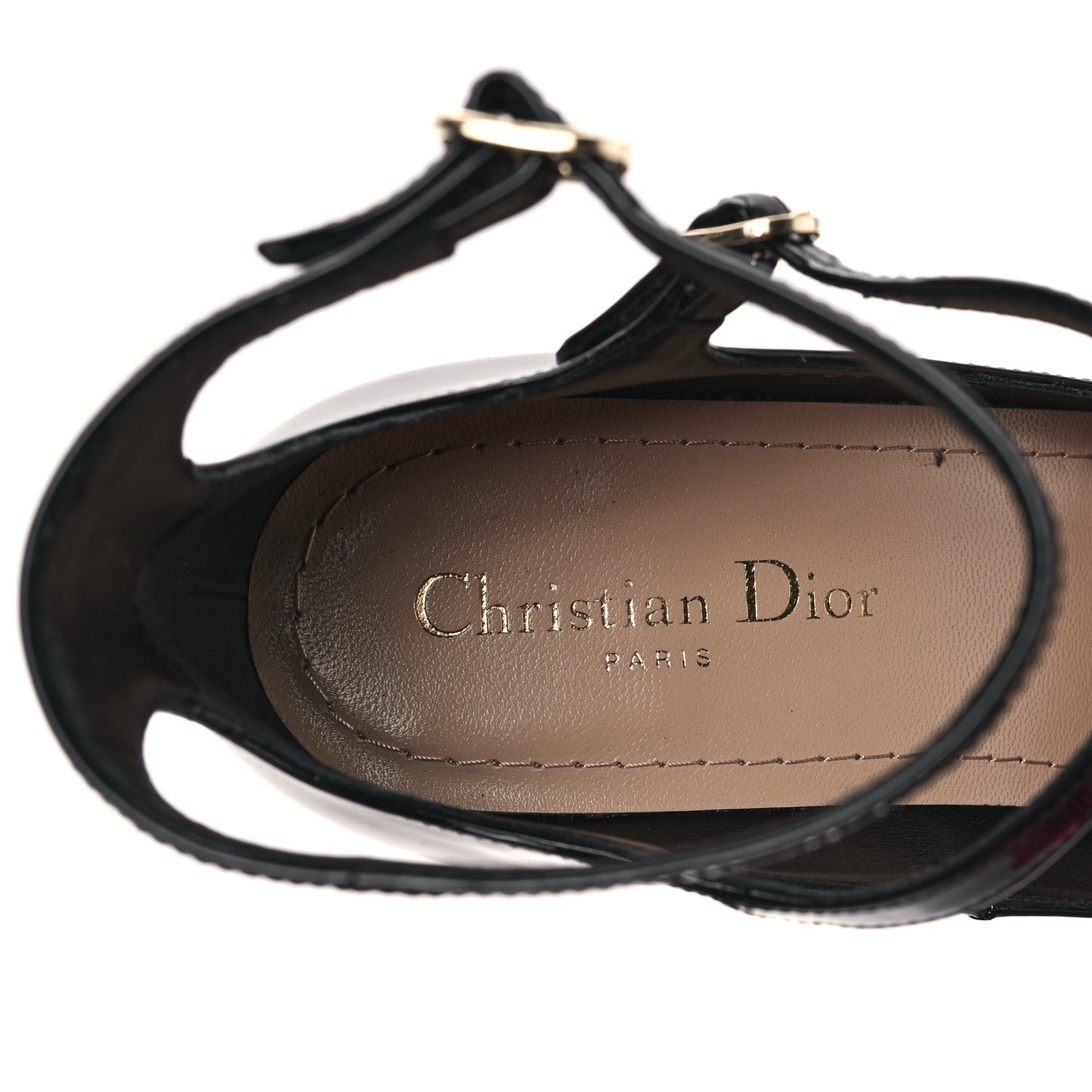 Patent Calfskin Aime Ankle Sandals 39 Black