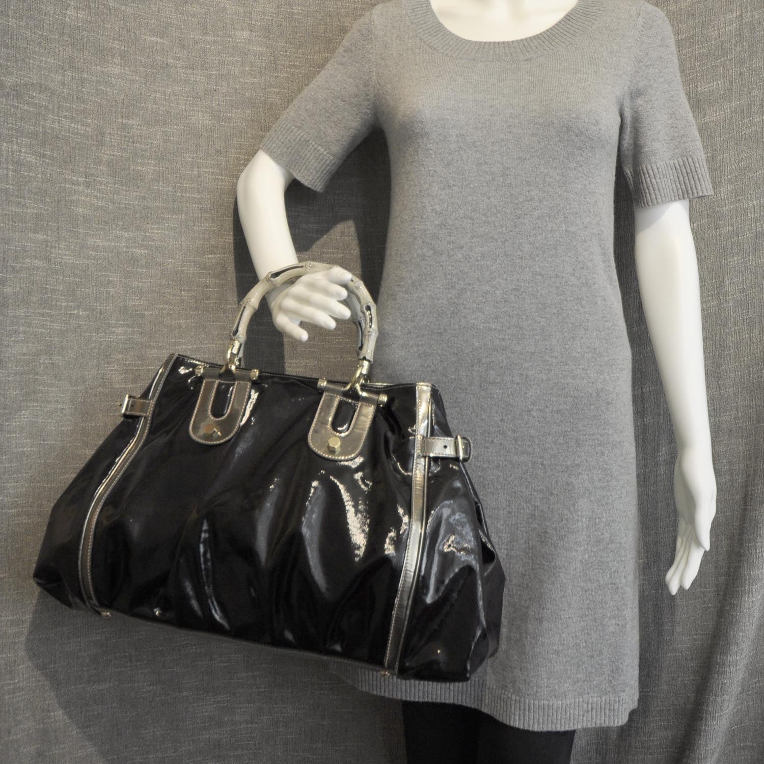 Gucci Dialux Pop Bamboo Handle Tote Black 2 of 7