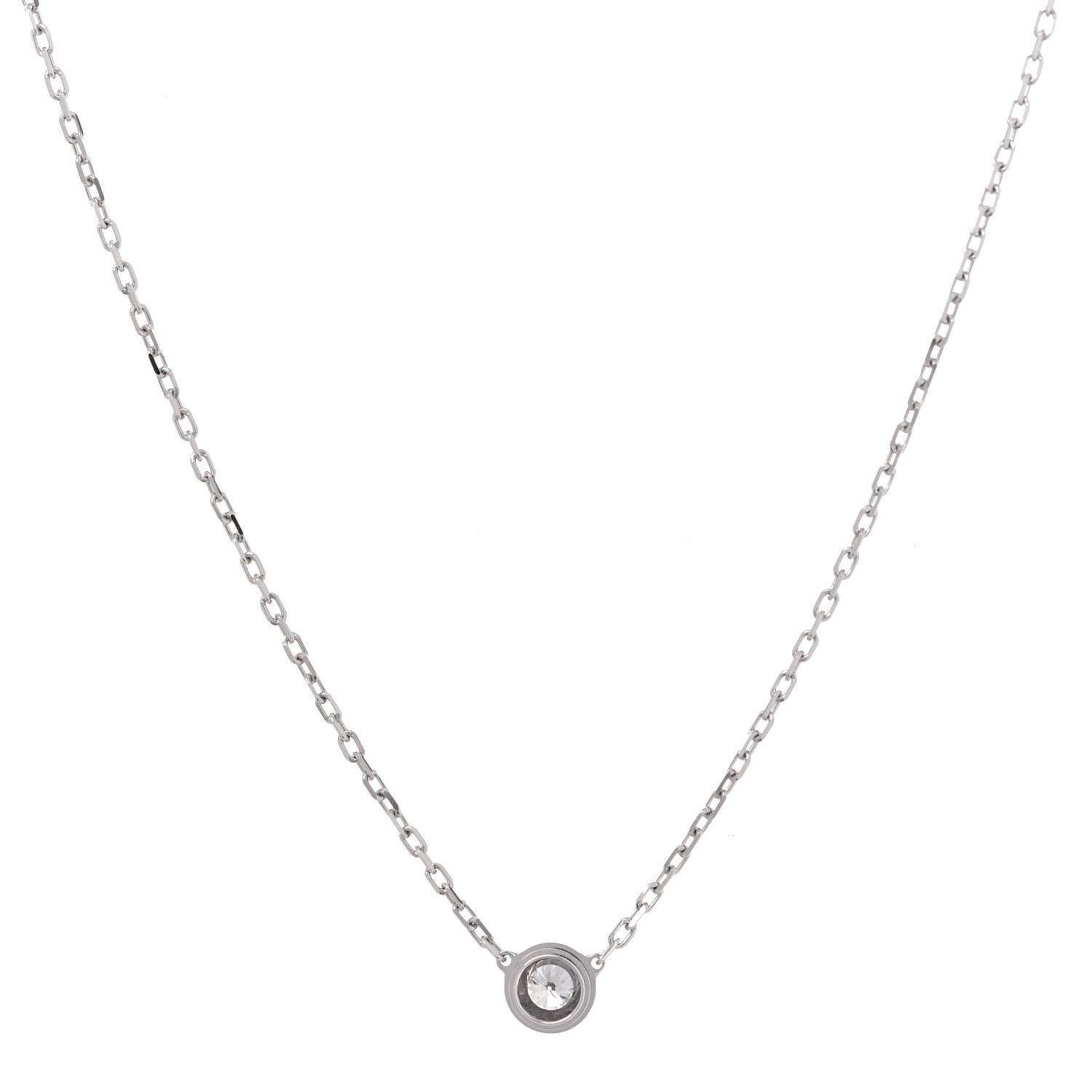 Cartier 18K White Gold Diamond LM D'Amour Pendant Necklace 3 of 6