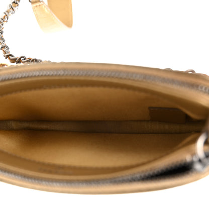 Chanel Metallic Calfskin Crocodile Embossed Small Gabrielle Clutch With Chain Gold 5 of 11