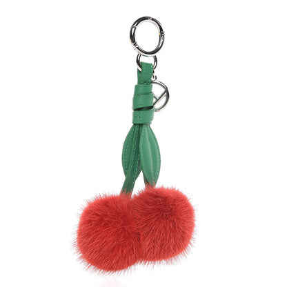Fendi Mink Fur Vitello Dolce F is Fendi Cherry Bag Charm Strawberry Verde Band 1 of 3