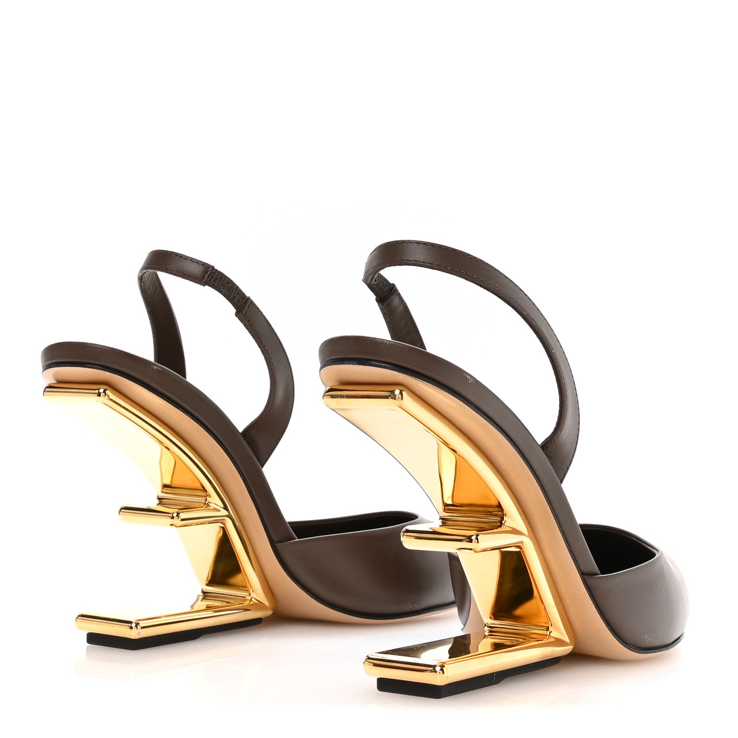 Fendi Vitello Fendi First 95mm Slingback Sandals 41 Coffee 5 of 7