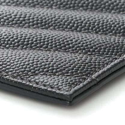 Saint Laurent Grain De Poudre Matelasse Chevron Monogram Fragments Zippered Card Case Fog 9 of 10