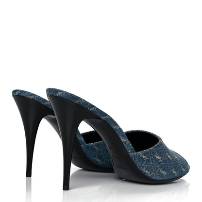 Saint Laurent Denim Monogram La 16 Mule Sandals 40 Blue Jeans 4 of 9
