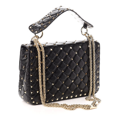 Valentino Garavani Lambskin Medium Rockstud Spike Shoulder Bag Black 3 of 9