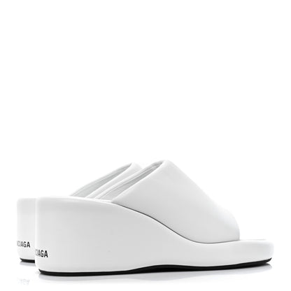 Balenciaga Smooth Nappa Logo Rise Wedge Sandals 39 White Black 5 of 10
