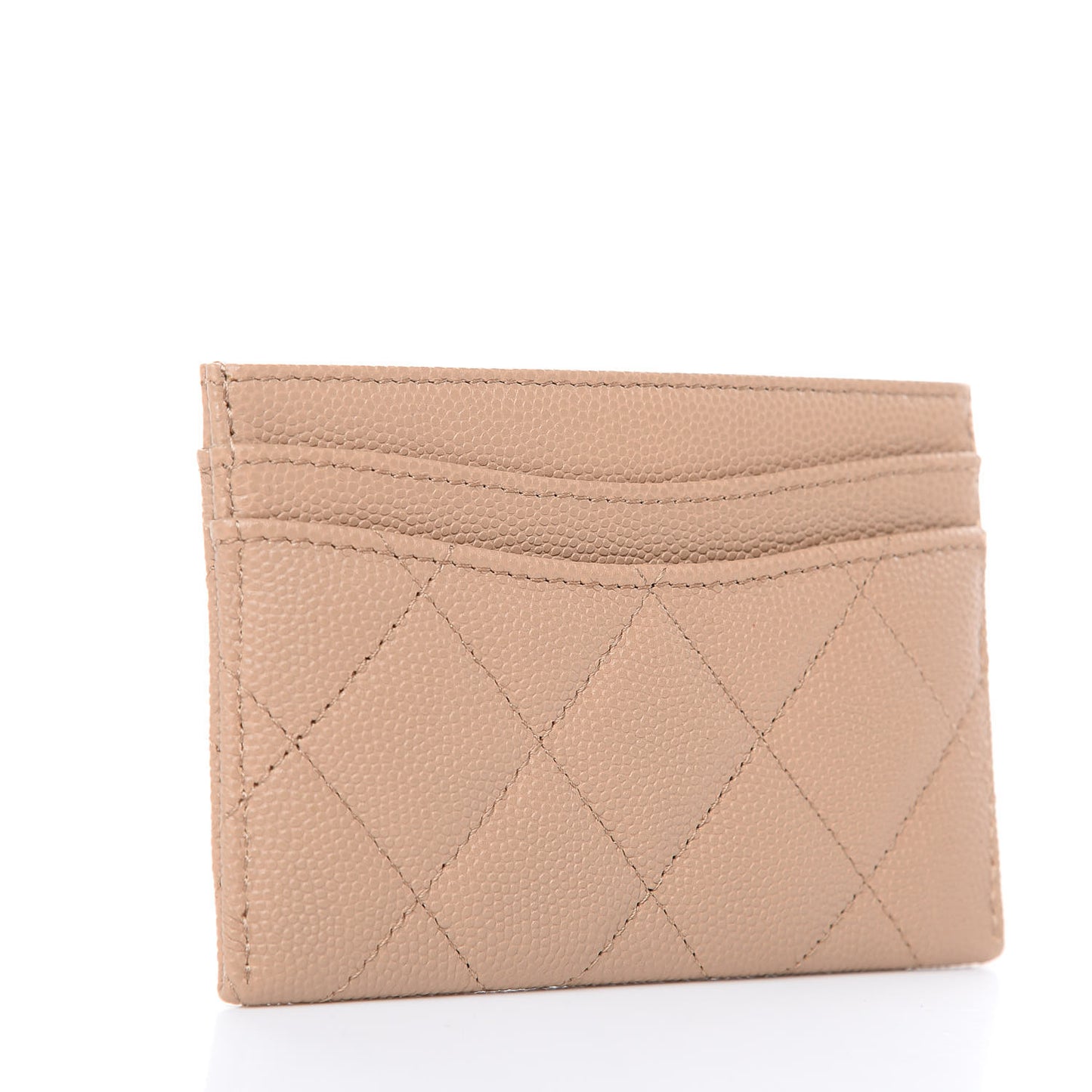 Caviar Quilted Card Holder Beige