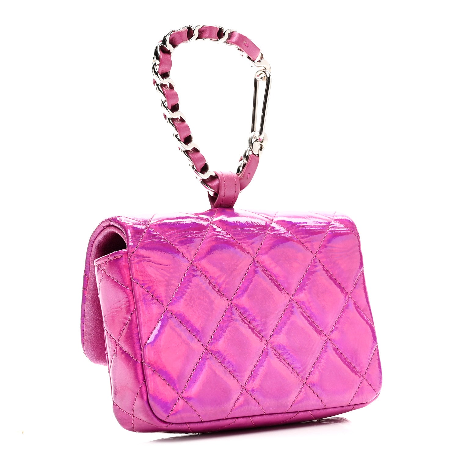 Chanel Iridescent Mirror Goatskin Hook Card Holder Fuchsia 3 of 10