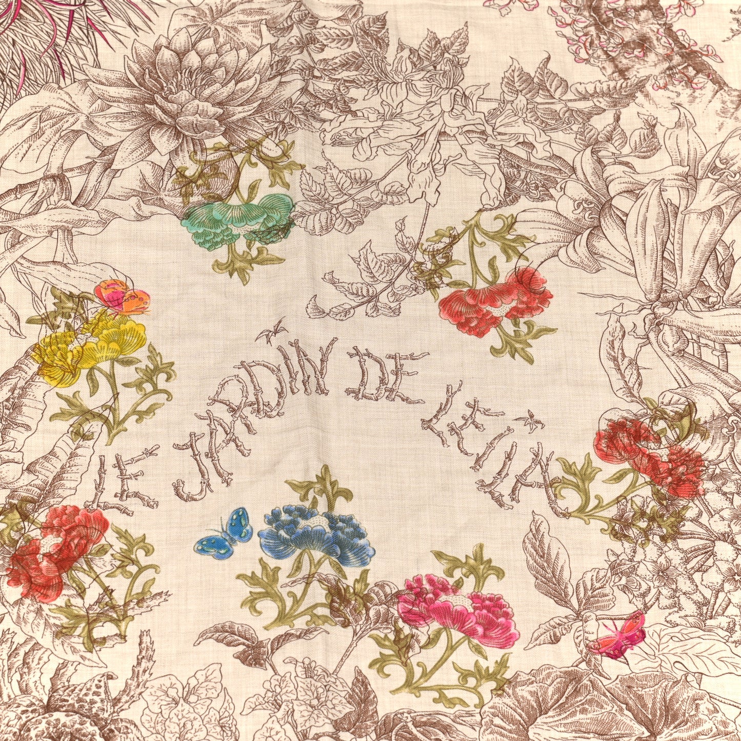 Cashmere Silk Le Jardin De Leila Au Bloc Shawl 140