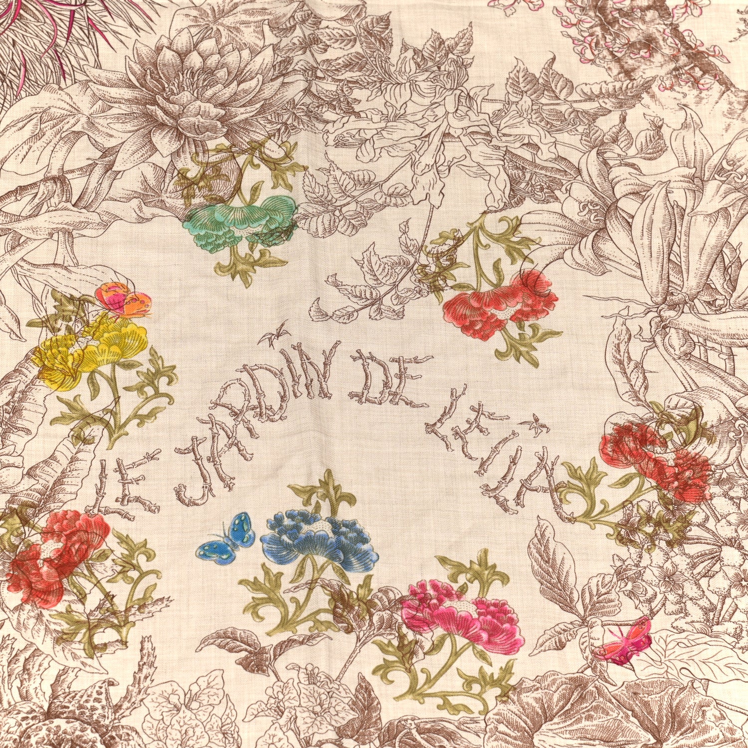 Hermes Cashmere Silk Le Jardin De Leila Au Bloc Shawl 140 6 of 6