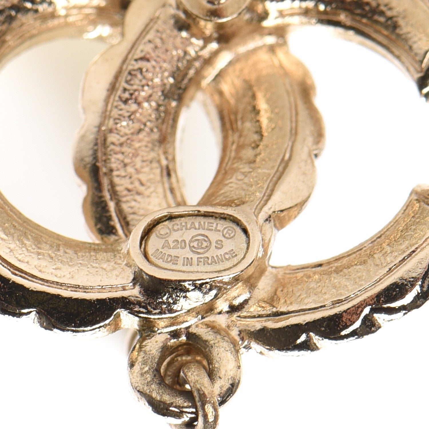 Chanel Pearl CC Drop Earrings Gold Pearly White 4 of 5