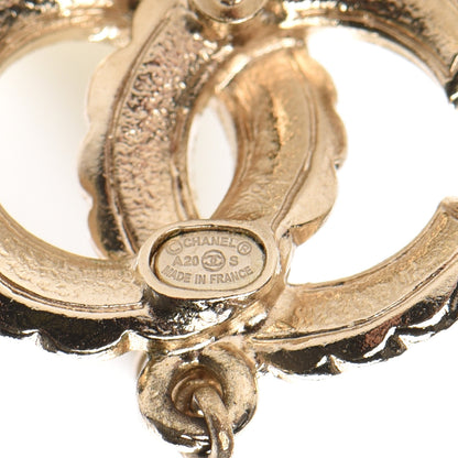 Chanel Pearl CC Drop Earrings Gold Pearly White 4 of 5