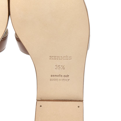 Hermes Box Calfskin Oran Sandals 35.5 Gold 6 of 9