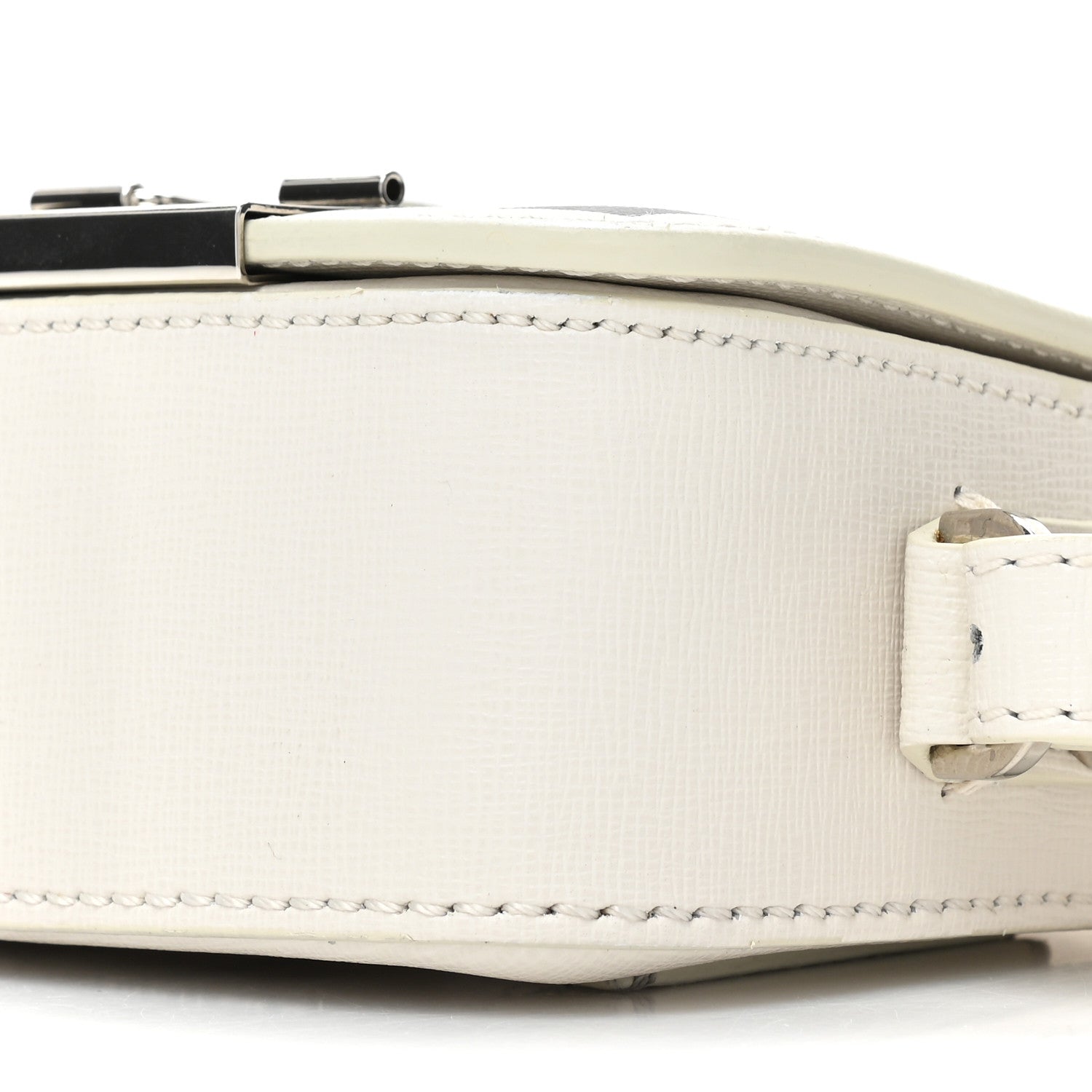 Off-White Saffiano Striped Baby Diag Binder Clip Bag White Black 9 of 14