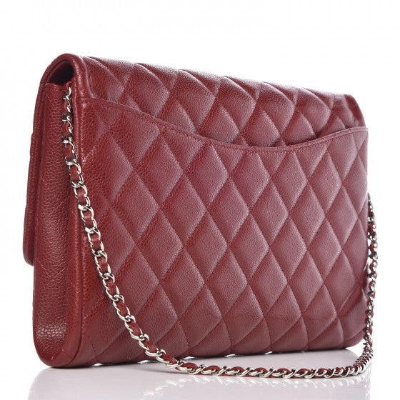 Chanel Caviar Quilted Clutch With Chain Flap Dark Red 3 of 8