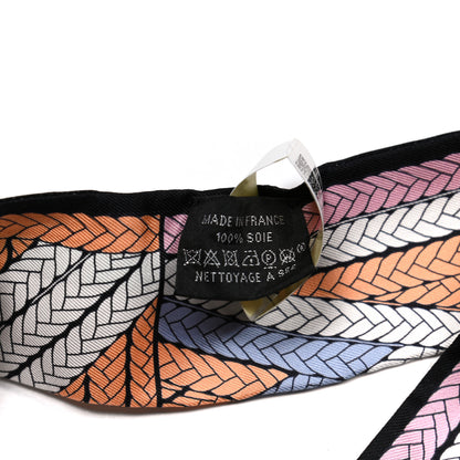 Hermes Silk Tresses H Twilly Abricot Black Rose 4 of 5