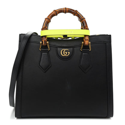 Gucci Calfskin Small Diana Tote Bag Black Yellow Fluo 1 of 14