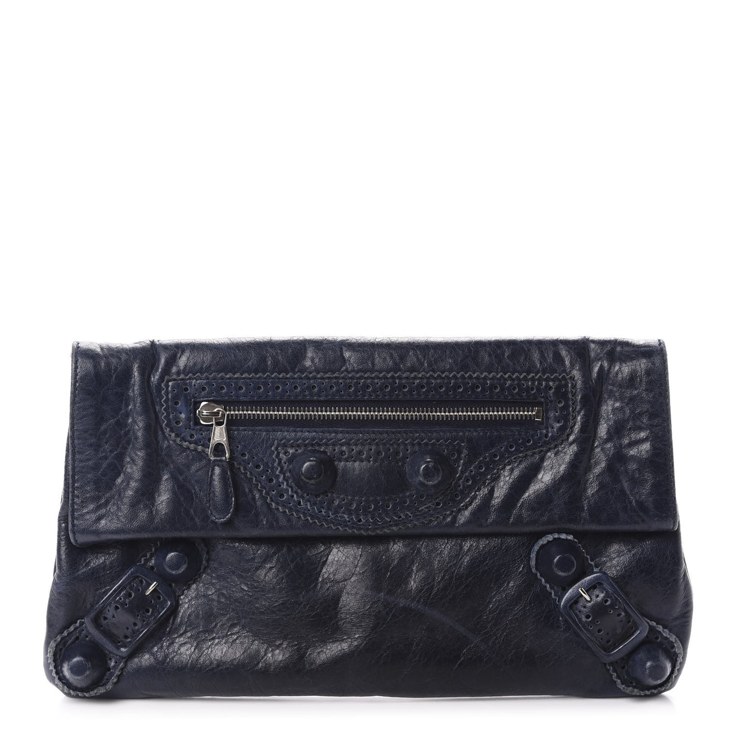 Agneau Giant Brogues Hardware Envelope Clutch Marine