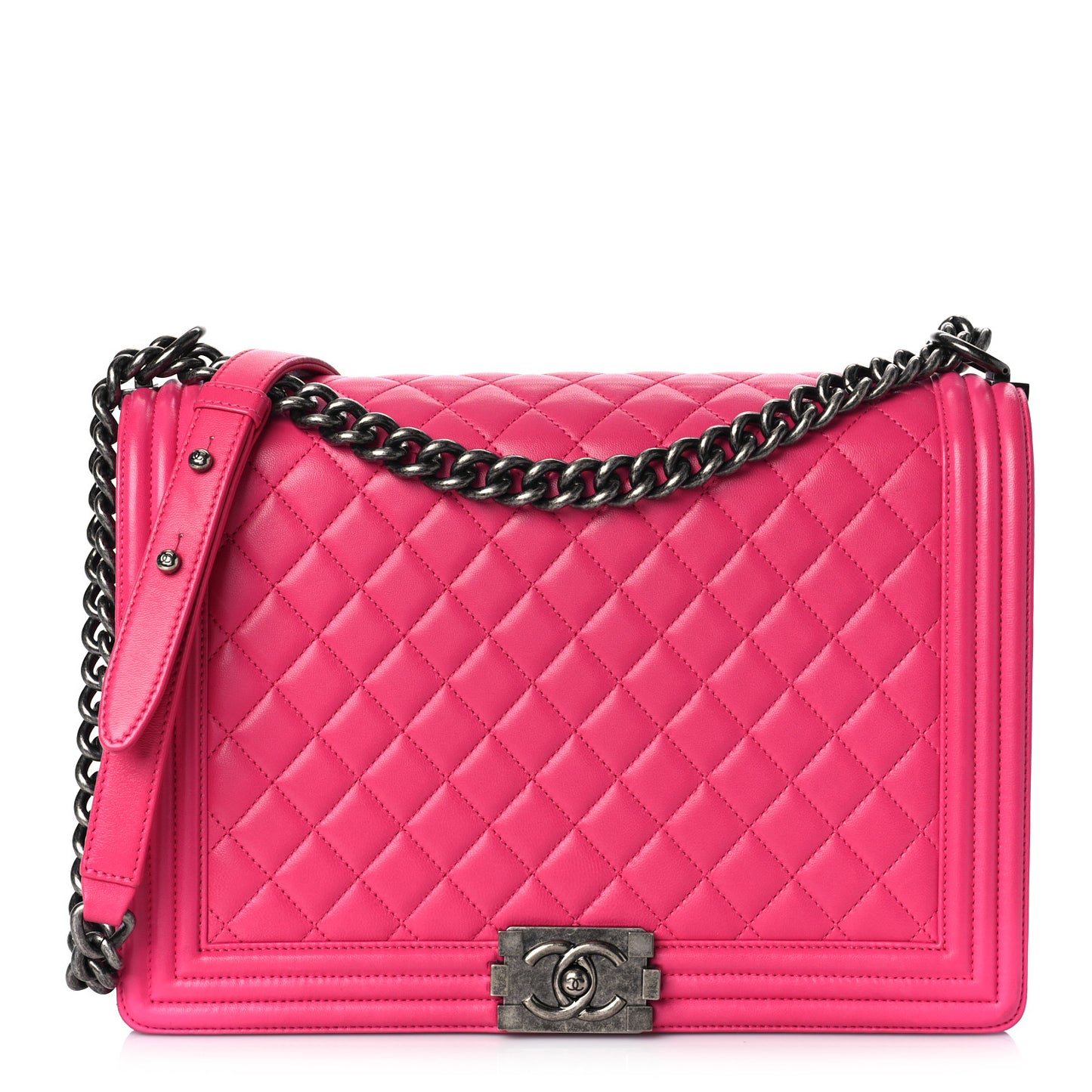 Lambskin Quilted Large Boy Flap Pink