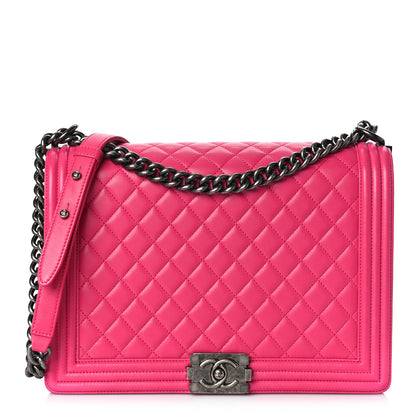 Chanel Lambskin Quilted Large Boy Flap Pink 1 of 14