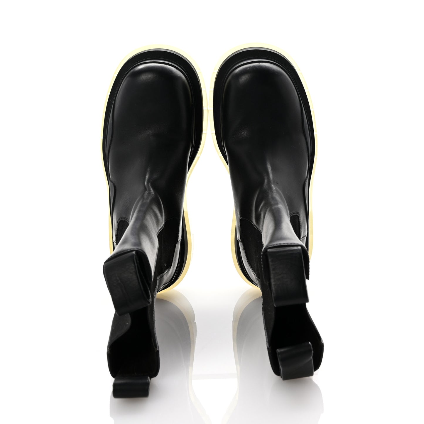 Calfskin The Tire Chelsea Boots 36 Black Clear