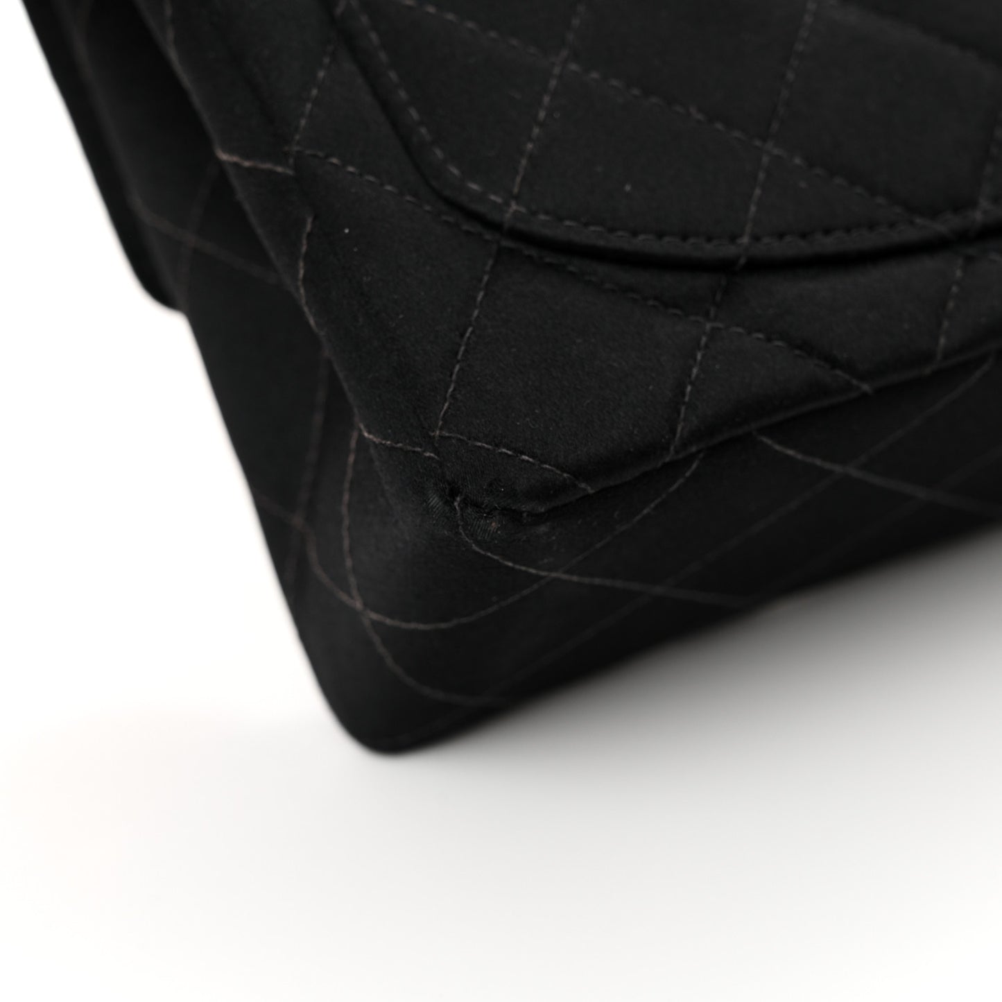 Satin Quilted Mini Square Flap Black