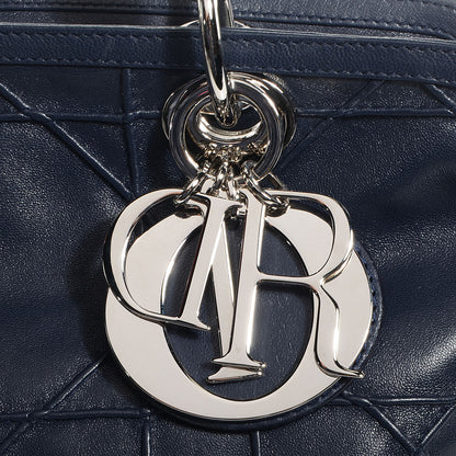 Christian Dior Lambskin Cannage Medium Granville Tote Navy Blue 8 of 9