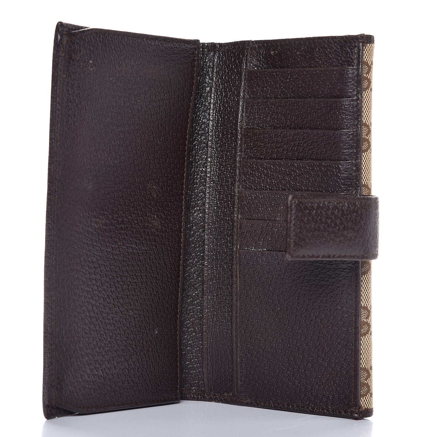 Gucci Monogram Metal Bar Continental Flap Wallet Beige Ebony Dark Brown 5 of 8