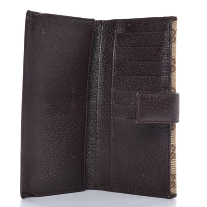 Gucci Monogram Metal Bar Continental Flap Wallet Beige Ebony Dark Brown 5 of 8